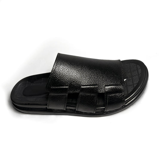 Black Leather Slides   WS-BS001