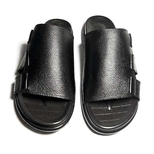 Black Leather Slides   WS-BS001